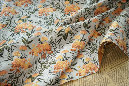 Floral Jacquard Fabric: 3D Embossed Gold Shimmering Woven Material