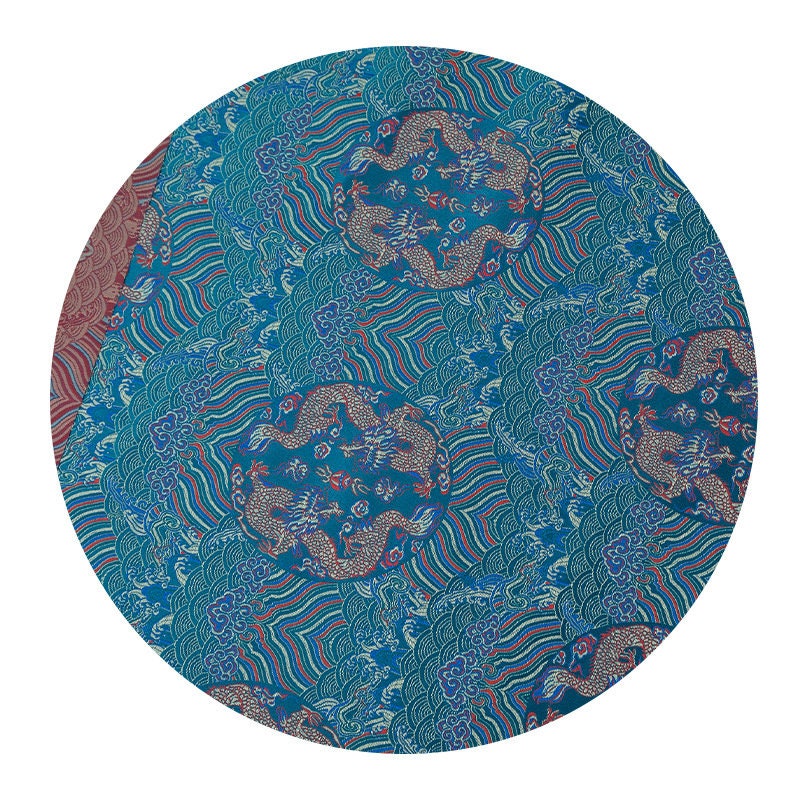 Tissu brocart Dragon turquoise : Jacquard de rayonne Sea Wave (29,5"/75 cm)