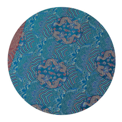 Tissu brocart Dragon turquoise : Jacquard de rayonne Sea Wave (29,5"/75 cm)
