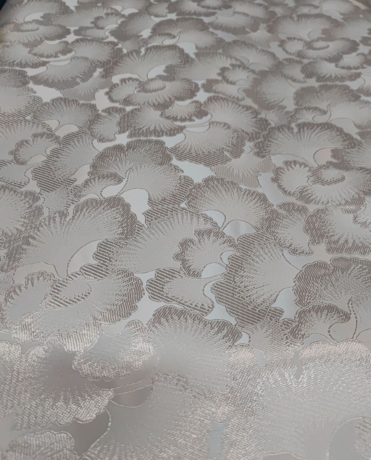 Ginkgo Biloba Brocade Damask Fabric: Gold Woven Rayon, 45" Wide