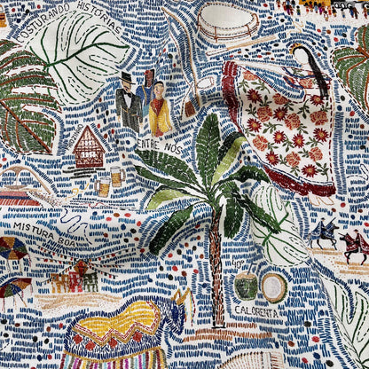 1960s Cartoon Print Cotton Fabric: Sewing, Quilting, Costume - 59"W