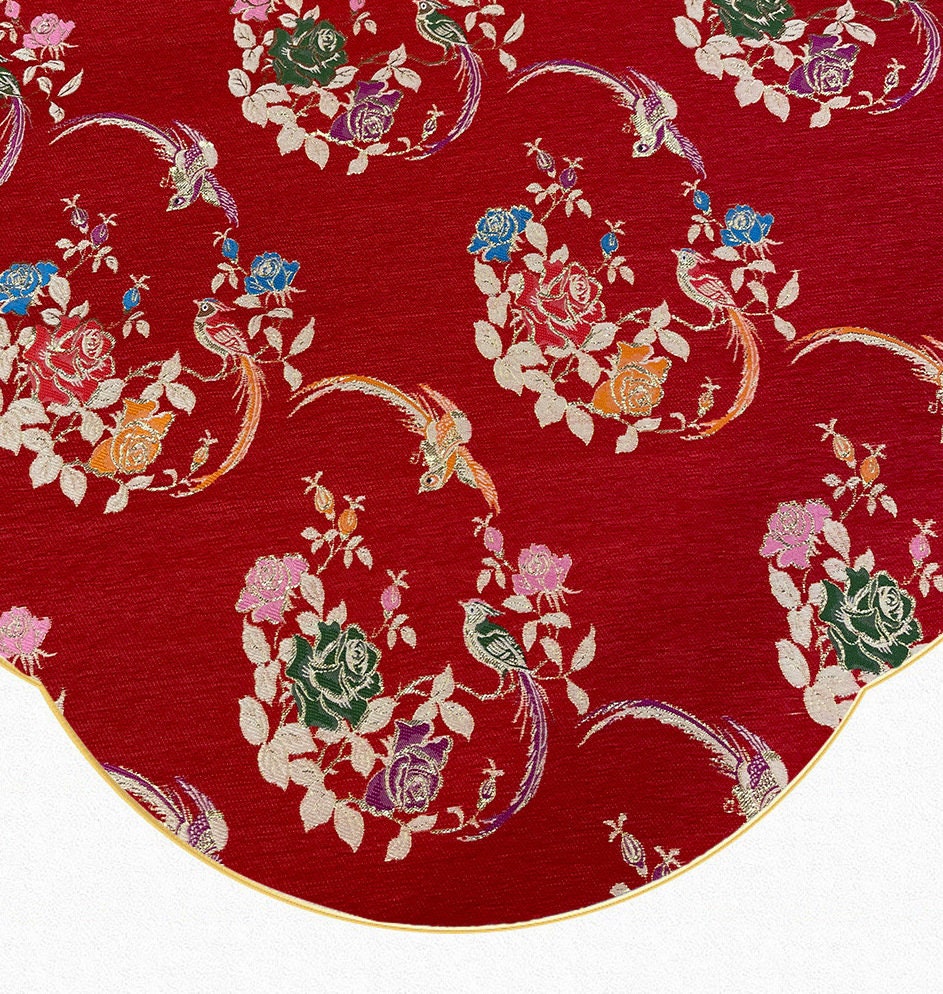 Red Phoenix Brocade Fabric: Chinese Qipao Sewing Material (59"W)