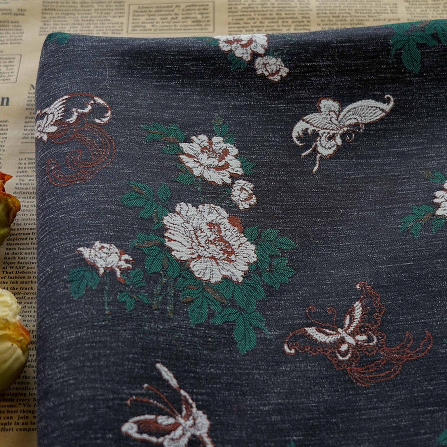 Floral Jacquard Chenille Fabric: 59"W Upholstery Sewing Material