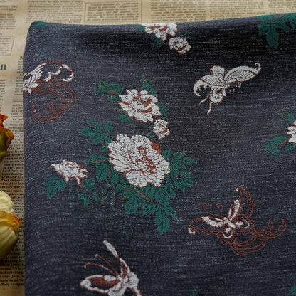 Floral Jacquard Chenille Fabric: 59"W Upholstery Sewing Material