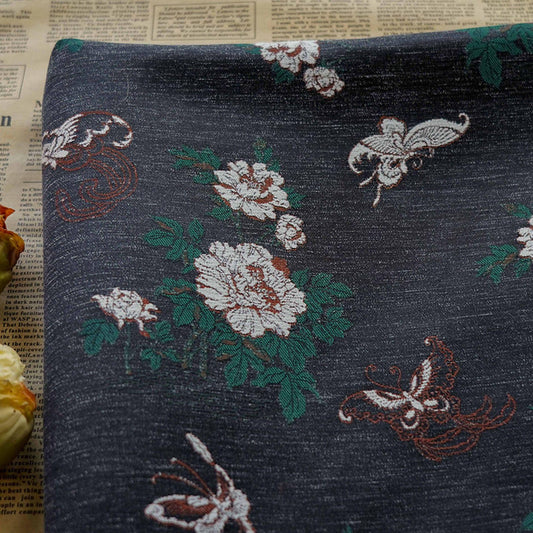 Tissu chenille jacquard à motif floral : 150 cm de large, matériau de couture pour ameublement