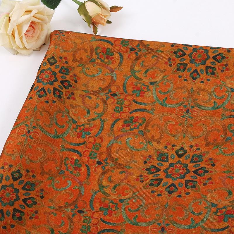 Chinese Geometric Baoxiang Pattern Shimmer Brocade Fabric ��� Shiny Floral Material for Cheongsam & D