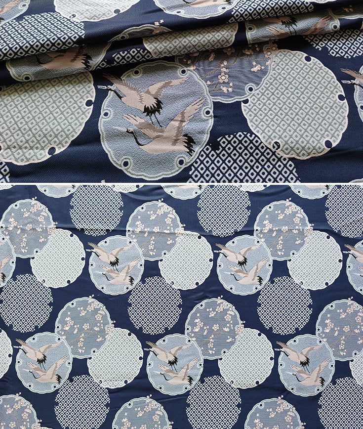 Crane & Plum Blossom Jacquard Fabric: Cheongsam Qipao Sewing Material