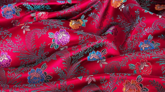 Tissu brocart de soie à motifs floraux : revêtement de coussin Cheongsam de 75 cm de large