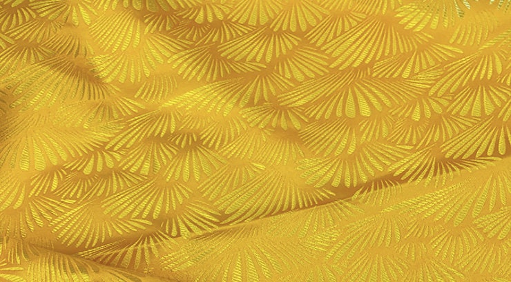 Tissu brocart jacquard coquillage japonais : mélange soie-rayonne, 75 cm de large