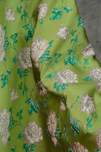 Embossed Floral Jacquard Fabric: Gold Thread Brocade, 59" Wide