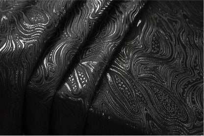 Gold & Black Jacquard Fabric: 3D Running Water Texture (55"w)