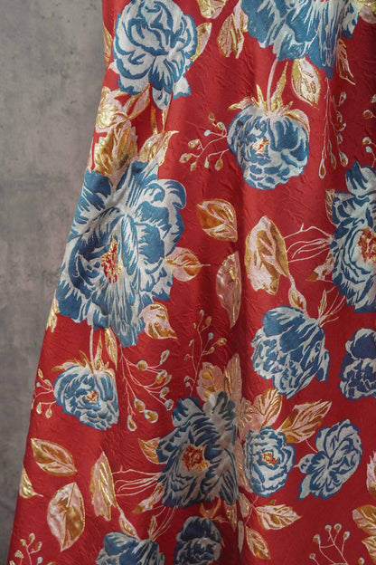 Gold Thread Jacquard Fabric: Rich Peony 3D Upholstery & Costume Fabric