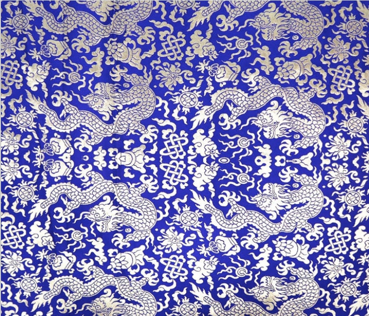 Tissu brocart de soie à motif de dragon chinois : pour costumes et ameublement, 74 cm de large