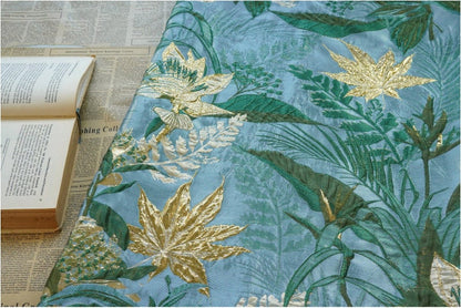 Gold Thread Jacquard Fabric: 3D Floral Designer Fabric