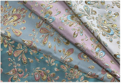 Metallic Damask Jacquard Satin Fabric: 3D Texture, 56" Wide