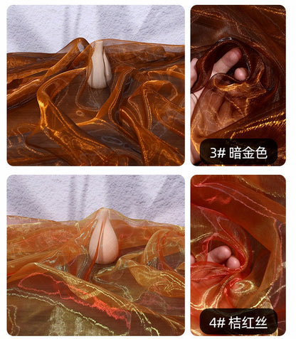 Two-Color Organza Fabric: 59" Wide Glass Yarn for Sewing, Costume, Wedding - By The Meter