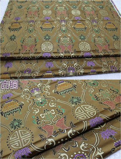 Pisces Double Fish Silk Brocade Fabric: Cheongsam Fabric, Home Decor
