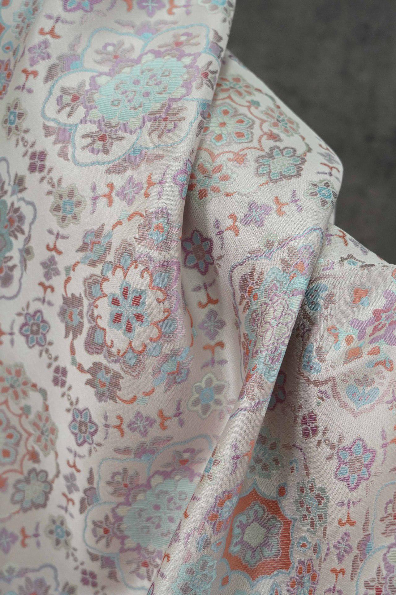 Azure Chinese Silk Brocade Fabric: Baoxiang Song Design, Sewing, Upholstery