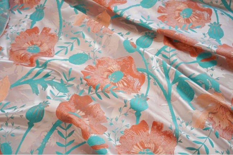 Reversible Rose Jacquard Fabric: Embossed 3D Woven Material, 56"W - Poppylollipop