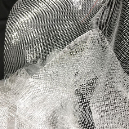 Gold & Silver Stiff Mesh Fabric, Creative Modeling, Designer Dress, 59"W, By the Meter