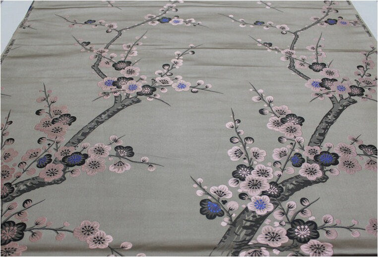 Plum Blossom Brocade Fabric: Chinese Jacquard Silk Rayon Blend (29.5" Wide)