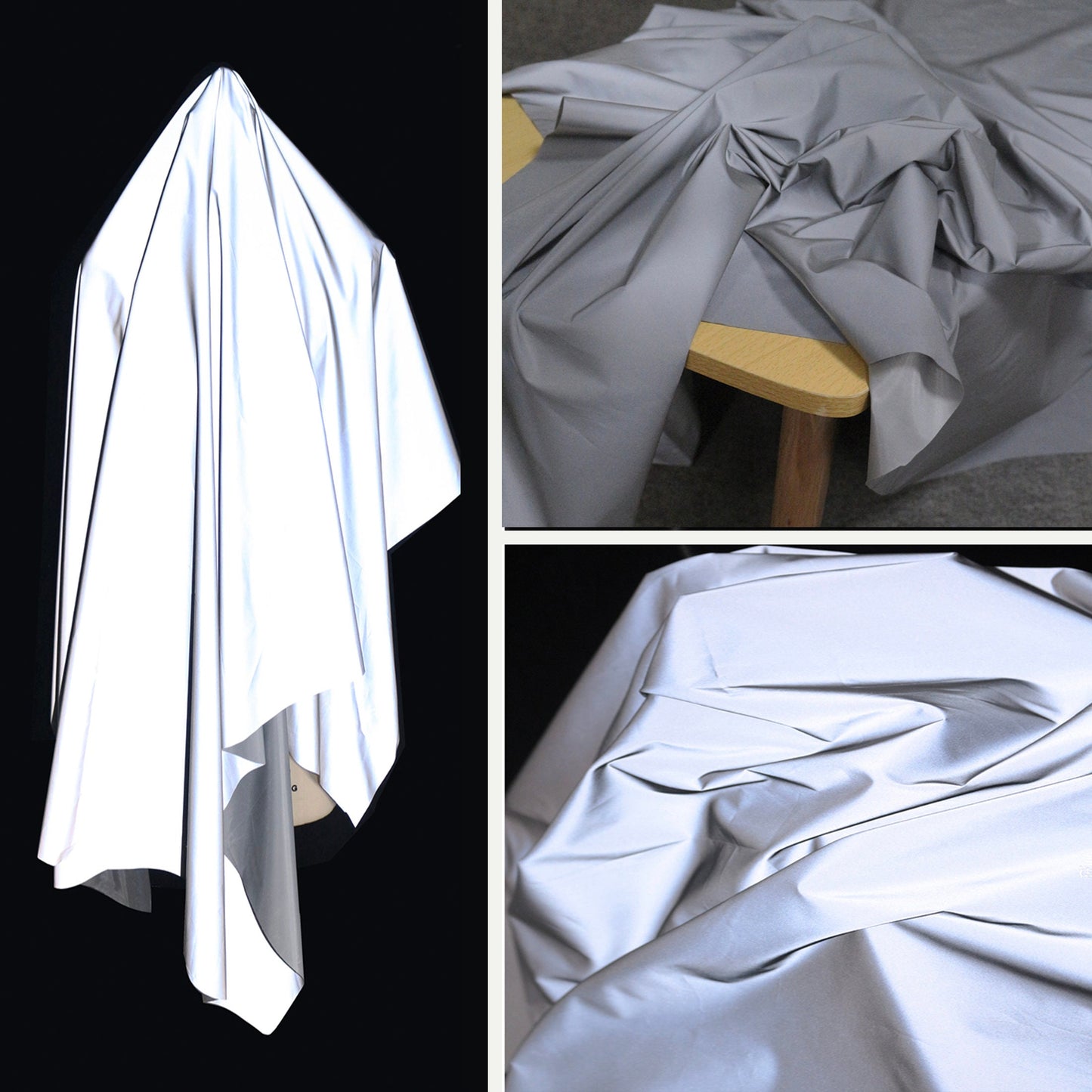 High Visibility Reflective Fabric: Silver Luminescent Polyester