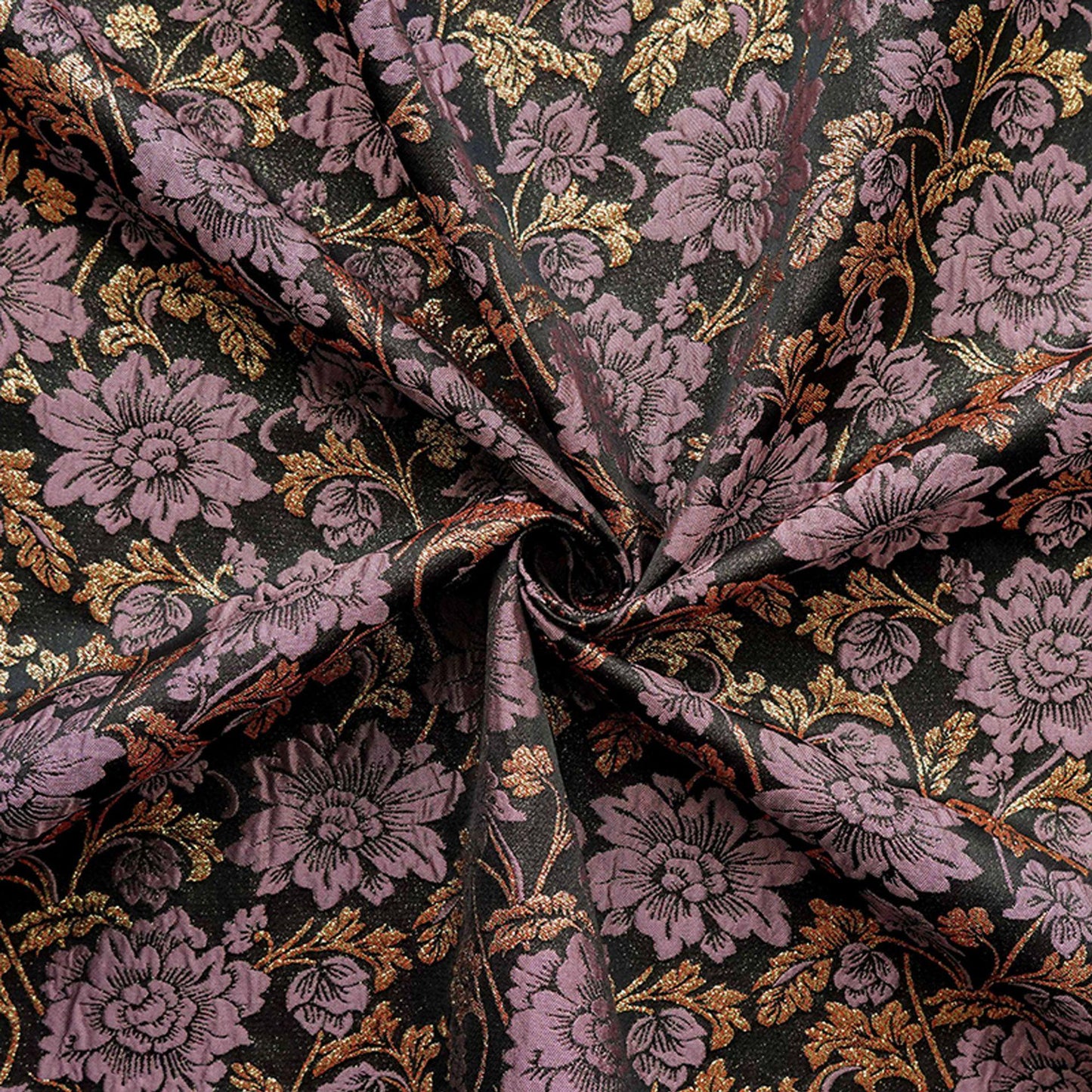 Baroque Floral Jacquard Fabric | Embossed Gold Brocade Upholstery