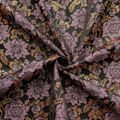 Baroque Floral Jacquard Fabric | Embossed Gold Brocade Upholstery
