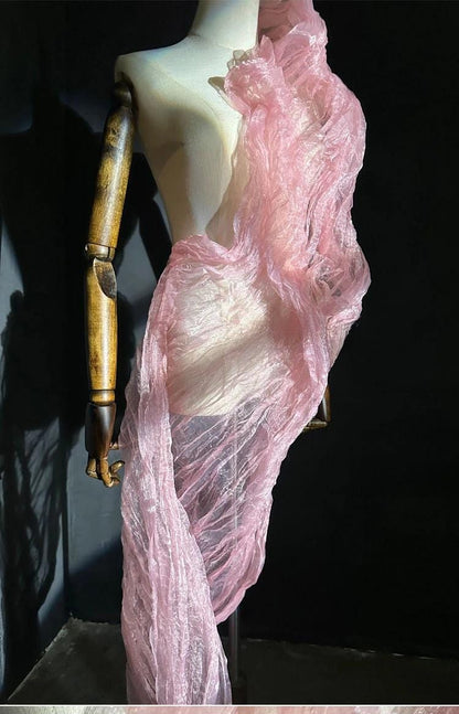 Pink Mermaid Organza Fabric: Water Reflective, Stiff Texture (55" W)