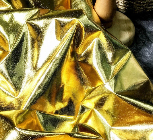 Bright Gold Metallic Knit Fabric: Cosplay, Costume, Handbag - 55" Width