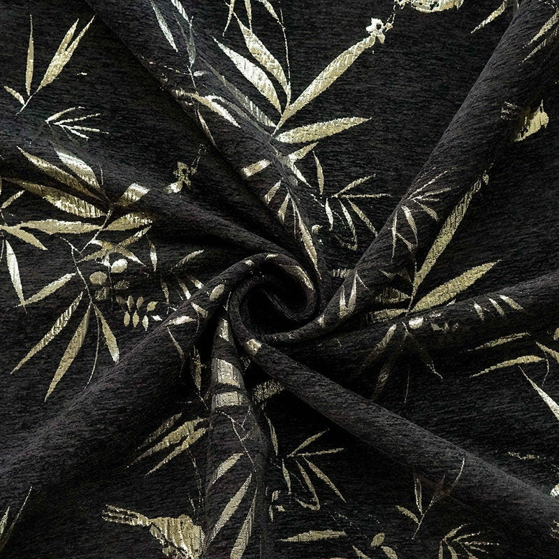 Tissu jacquard bambou doré métallisé : 147 cm de large (ameublement et décoration)