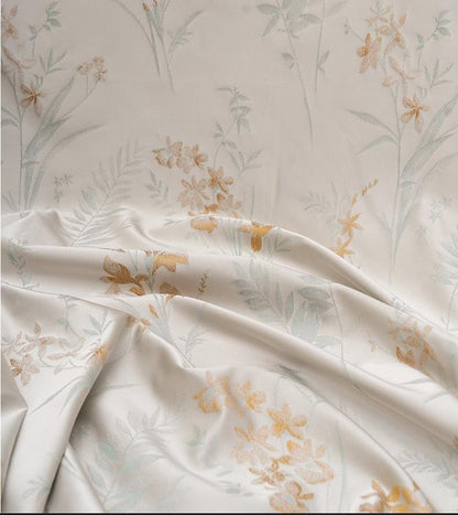 Nishijin Woven Magnolia Brocade: Gold Thread Jacquard Silk Fabric - Poppylollipop