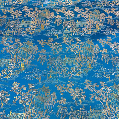 Ancient Chinese Brocade Fabric: 59"W Damask Pattern, Upholstery & Sewing