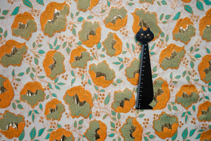 Orange 3D Flower Jacquard Fabric: Upholstery, Costume, Decor - 59"W