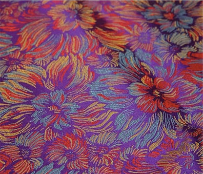 Chrysanthemum Silk Brocade Fabric: Colorful Cheongsam Qipao Sewing Material