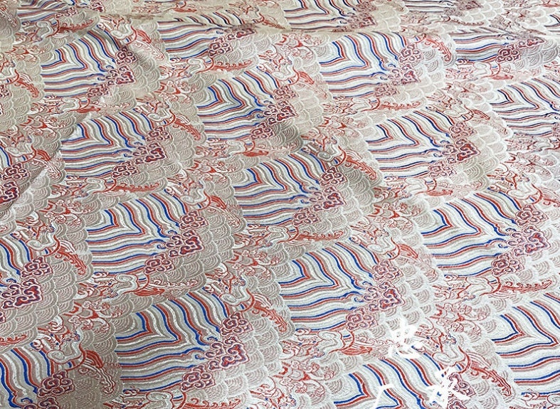 Ocean Waves Silk Rayon Brocade Fabric: Dressmaking Material (29.5"/75cm)