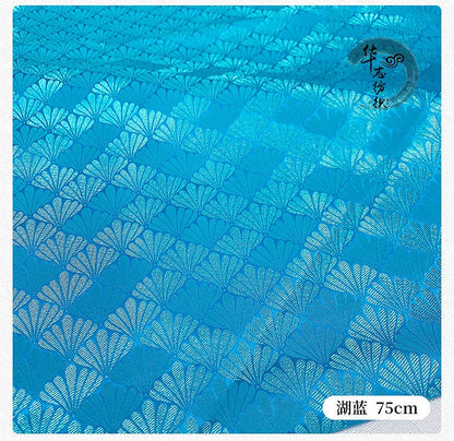 Tissu brocart jacquard coquillage japonais : mélange soie-rayonne, tissu d'ameublement