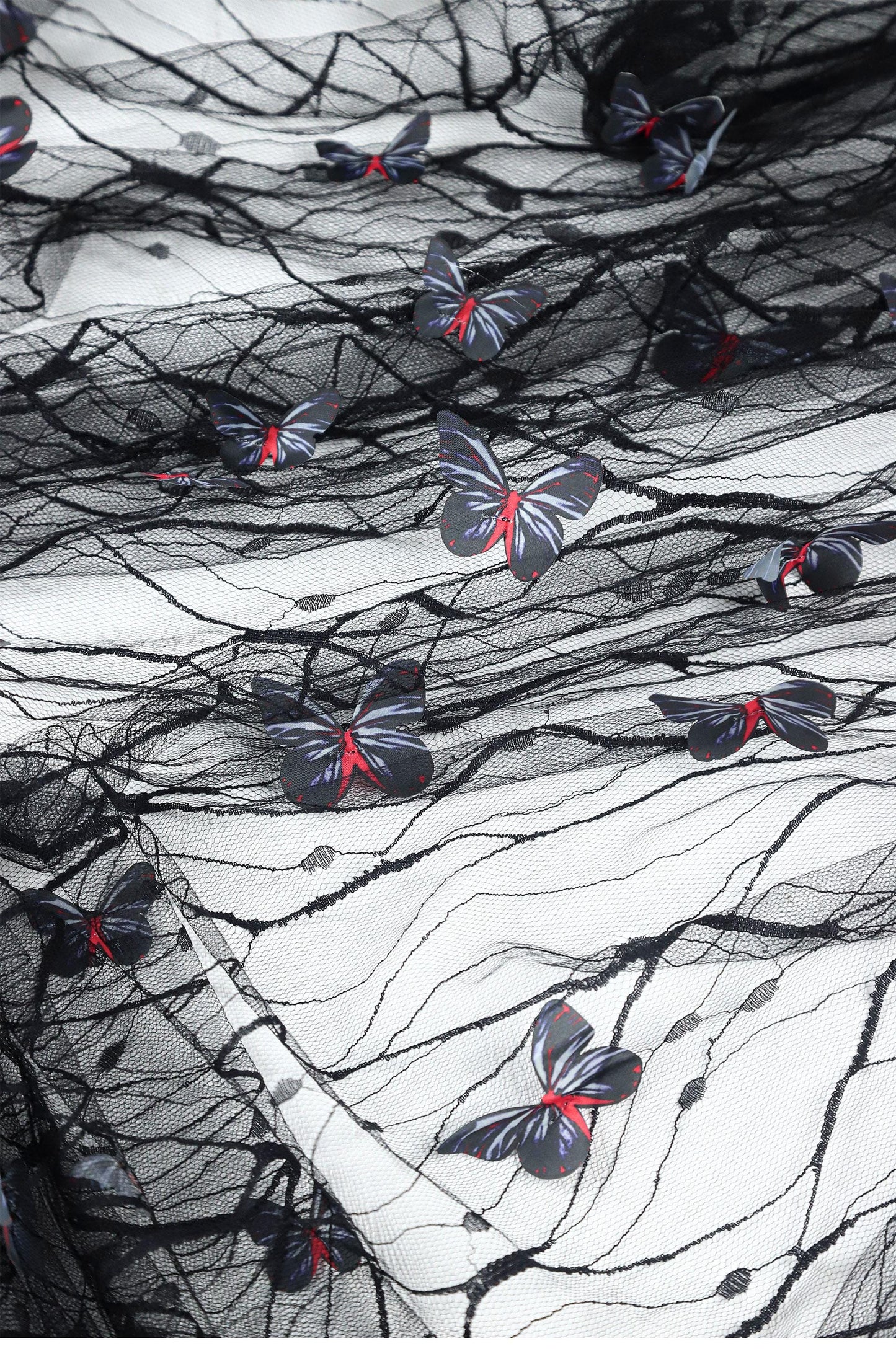 Butterfly Embroidered Sequin Tulle Mesh Fabric - 62" Wide
