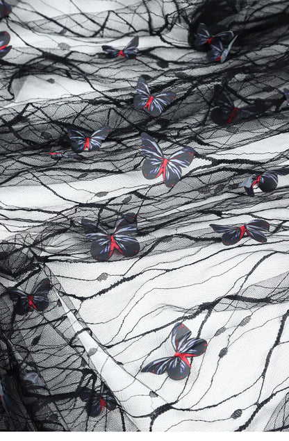 Butterfly Embroidered Sequin Tulle Mesh Fabric - 62" Wide
