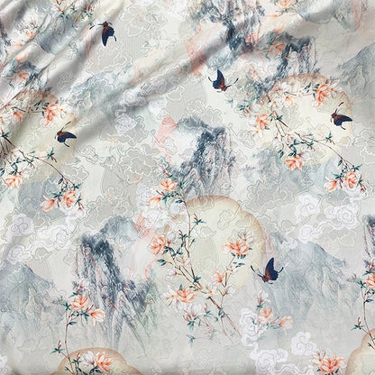 Floral Botanical Print Fabric: Polyester Spandex Blend, 55" Wide - Poppylollipop