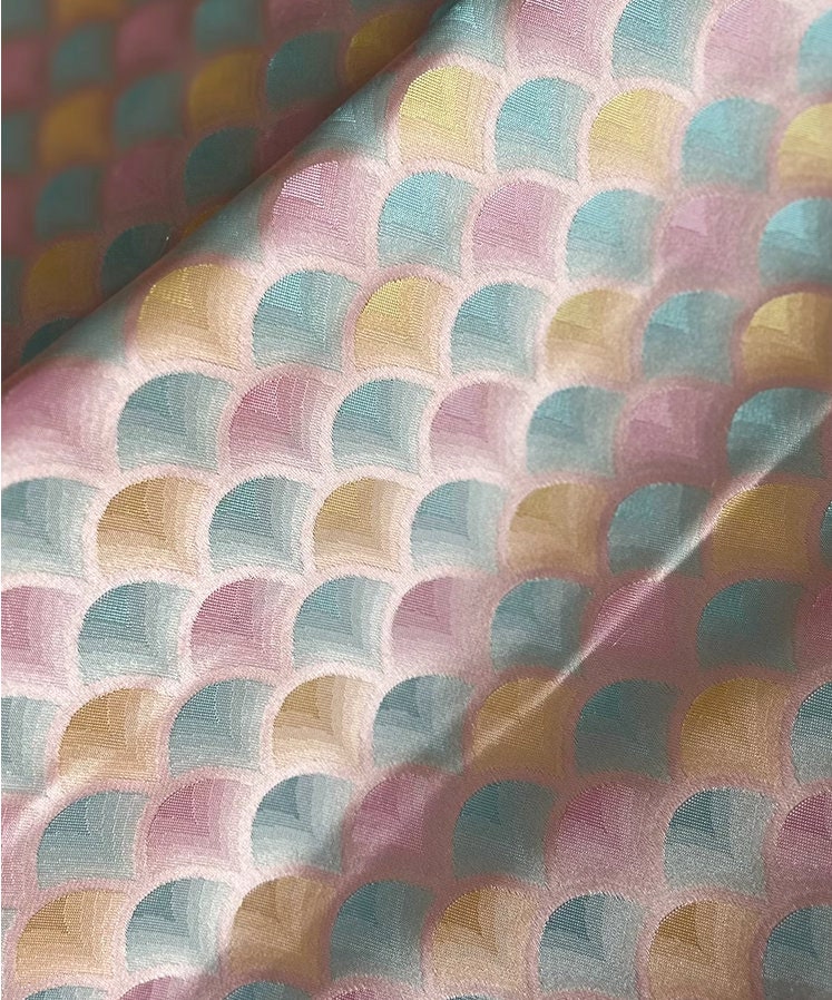 Layered Leaf Brocade Rayon Fabric: Antique Cheongsam Hanfu Style