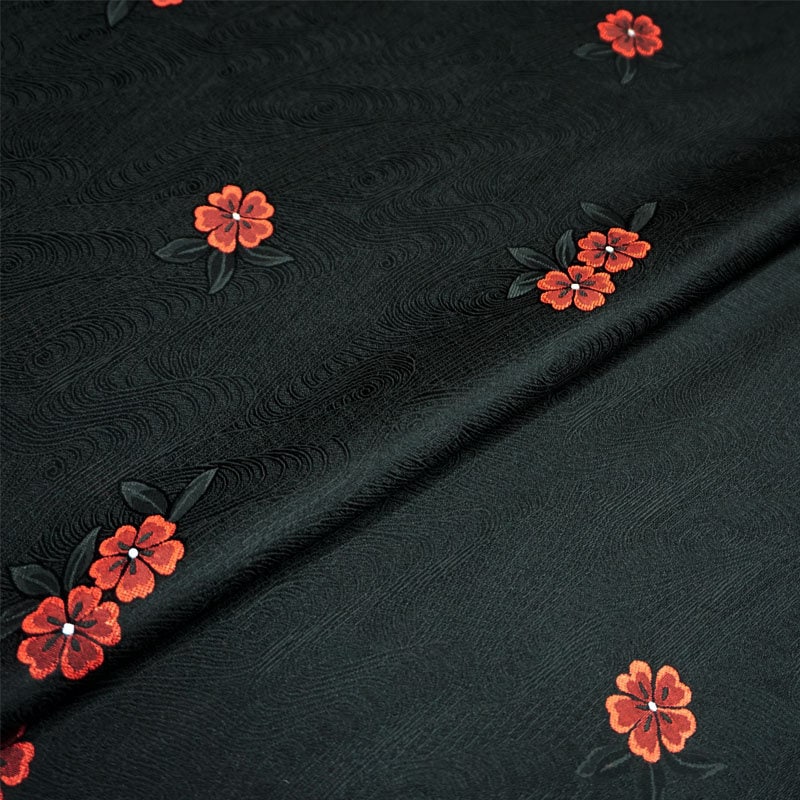 Peach Blossom Silk Brocade Fabric: Chinese Cheongsam Hanfu Material, 29.5"wide