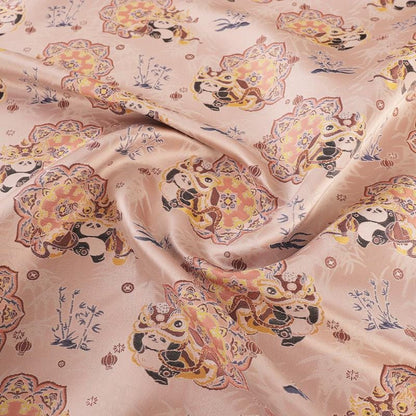 Panda Brocade Fabric: Blue Silk Blend, Cheongsam Qipao Material (58" Wide)