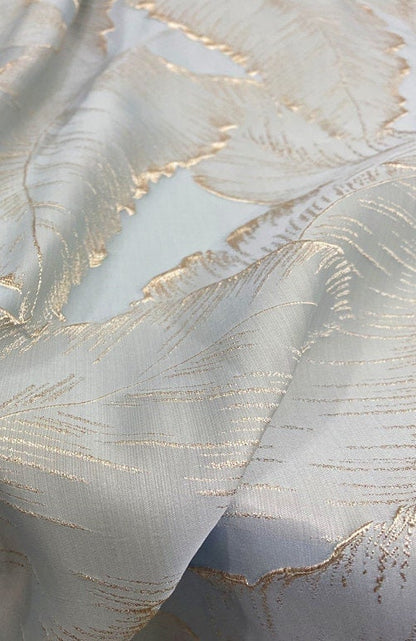 Gold Thread Leaf Jacquard Fabric: 3D Texture Upholstery, Prom Dress Sewing (55" W)