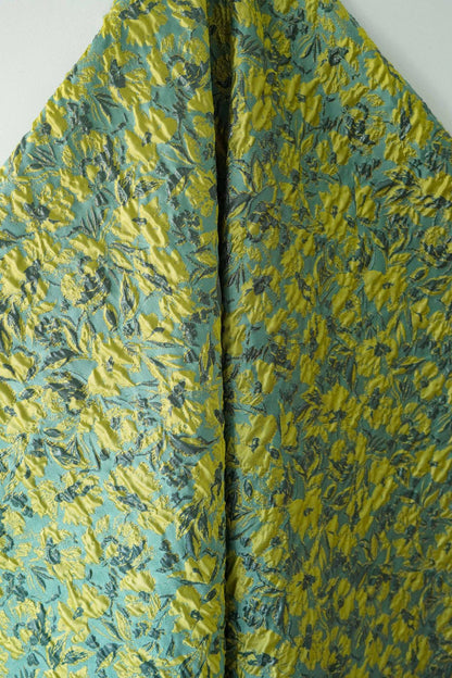 Embossed Floral Jacquard Fabric ��� Gold & Silver Threa" Wide