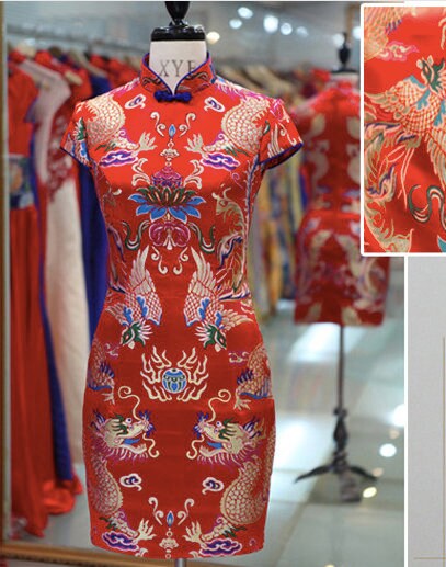 Dragon and Phoenix Brocade Fabric: Auspicious Wedding Robe Material