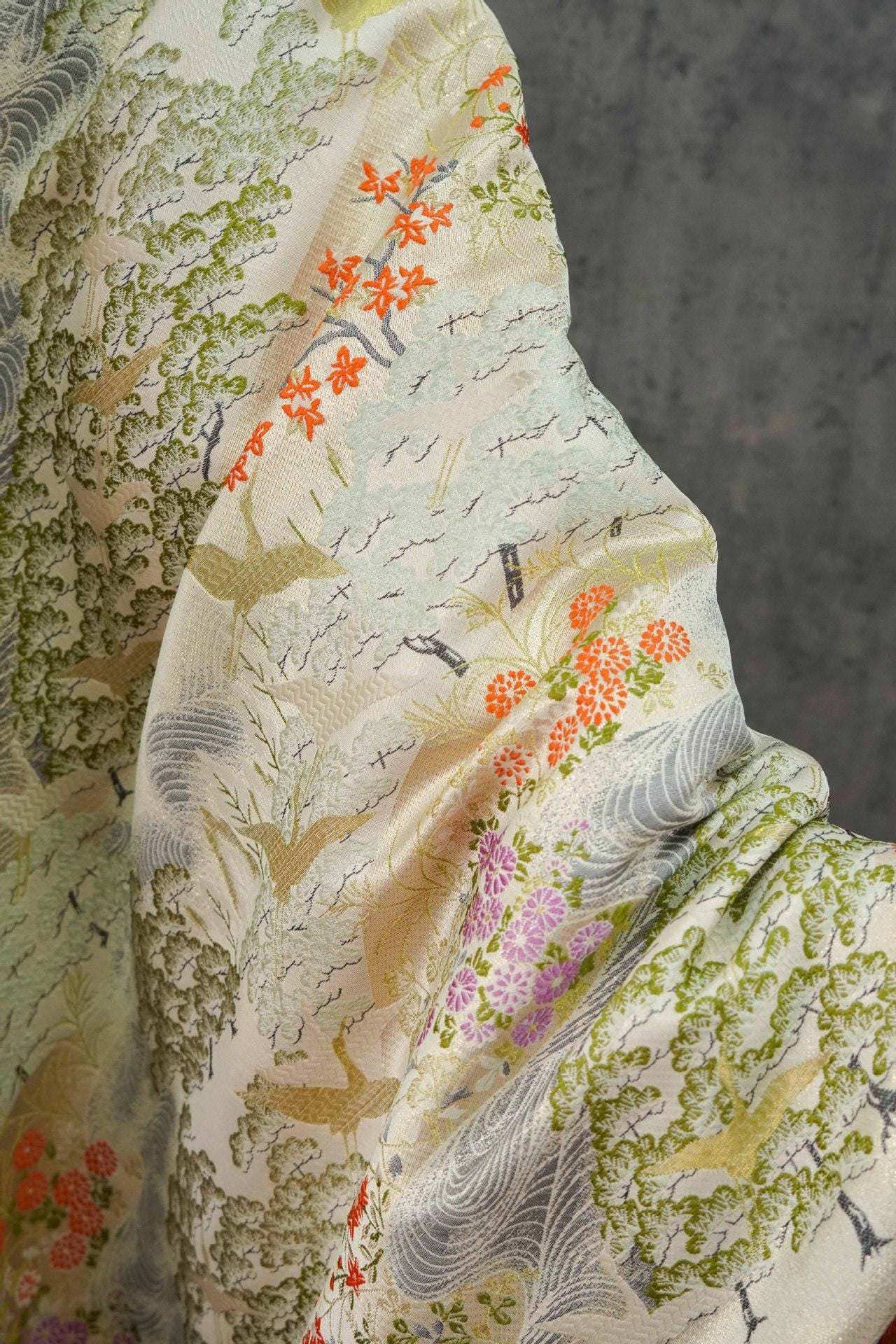 Jacquard Upholstery Fabric: Chinese Painting Pattern, Gold Thread (59" Wide, By The Meter)