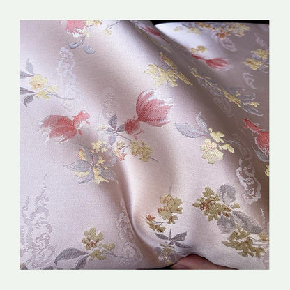 Osmanthus Goldfish Brocade Fabric ��� Oriental Jacquard Floral Fish Pattern Textile for Sewing &