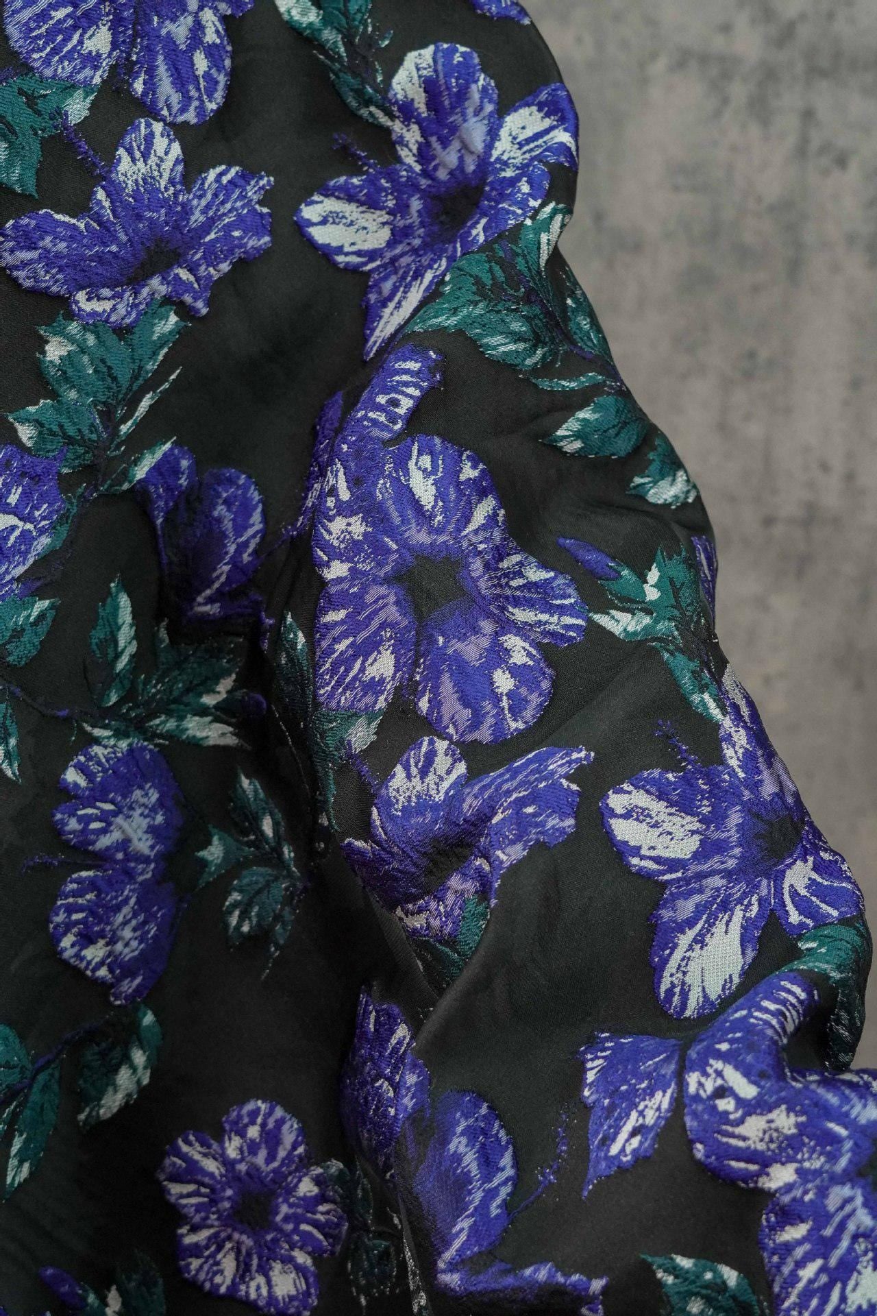 Gold Thread Jacquard Woven Fabric: 3D Floral Embossed Upholstery, Costume, Sewing - 55"W