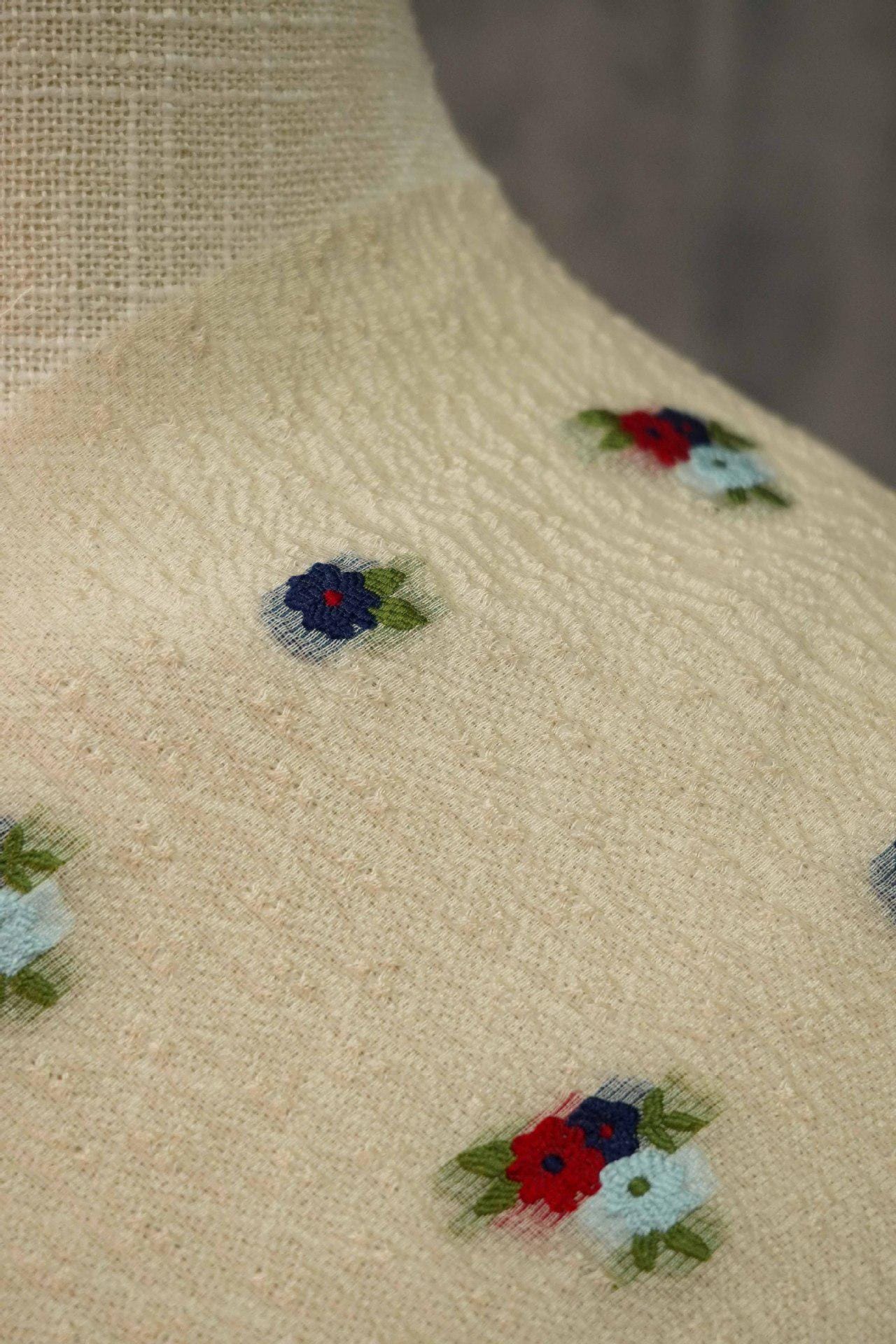 Floral Embossed Jacquard Fabric: Sheer Three-Color Upholstery, Sewing - 53"W